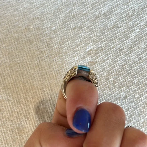 100% Authentic David Yurman blue Topaz/diamond ring size 7 - Picture 6 of 9